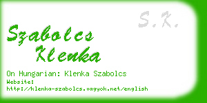 szabolcs klenka business card